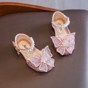 Summer Girls Sandals Fashion Sequins Rhinestone Bow Girls Princess Shoes Baby Shoes Flat Heel Sandals Kids Casual Dance Shoes