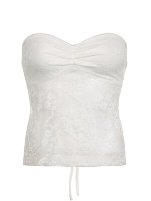 Y2K Clothes Backless Tie Strapless Sexy Cute Lace Crop Tops Women Sweet Kawaii 2000s Balletcore Tanks Camis