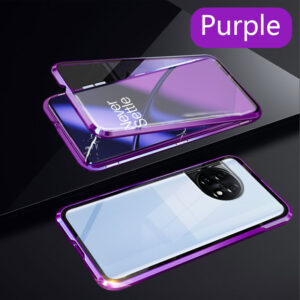 Biruiqu For Oneplus 11R Magnetic Absorption Case Metal Frame Shockproof Double Sided Tempered Glass Magnetic Case Cover