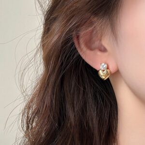 Enacolor Fashion Chic Heart Crystal Earrings for Girl Party Accessories