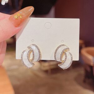 Delicate Crystal Bend Earrings for Girl Accessories