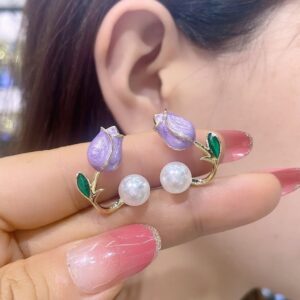 New 2024 Fashion Tulip Flower Earrings for Girl Party Accessories