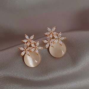 Enacolor Luxury Crystal Opal Flower Earrings for Girl Fashion Ins 2023 New