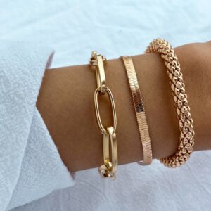 Enacolor Hop Cuba Golden Metal Chain Bracelet Female 4Pcs Punk Elegant