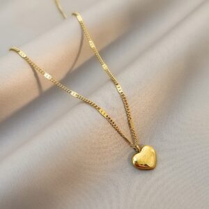 Enacolor New Golden Metal Love Heart Pendant Necklace for women Fashion Necklaces Chain Accessories Jewelry Party
