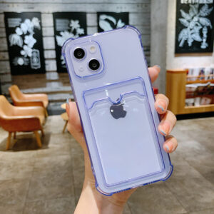 For iPhone 16 15 14 13 12 11 Pro Max XS XR 8 7 Plus for iPhone XS Max 11 13 Pro SE 2020 Shockproof Card Slot Case Cover Clear Camera Protective Shell