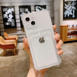 For iPhone 16 15 14 13 12 11 Pro Max XS XR 8 7 Plus for iPhone XS Max 11 13 Pro SE 2020 Shockproof Card Slot Case Cover Clear Camera Protective Shell