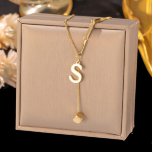 Enacolor 18K Plated Stainless Steel Initial Necklaces Letter Pendant for Accessories
