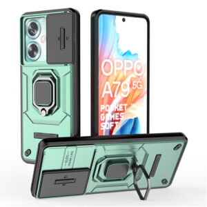 For Oppo A79 5G Case With Slide Camera Cover Built in 360?? Rotate Ring Stand Kickstand Full-Body Rugged Shockproof Protective Phone Cover
