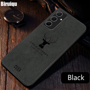Biruiqu For Samsung Galaxy A55 5G Hybrid Soft TPU Deer pattern cloth pattern Shockproof Case Cover