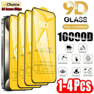 1-4PCS 9D Screen Protector Tempered Glass for IPhone 15 14 13 12 11 Pro Max Protective Glass for IPhone X XR XS Max 7 8 14 Plus