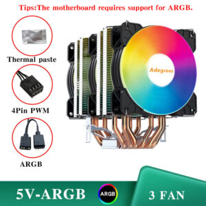 90MM ARGB CPU Cooler 6 Heatpipes 4PIN PWM PC Processor Radiator For Intel LGA 1366 1151 1156 1700 2011 X99 AM3 AM4 Ventilador
