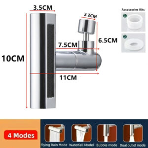 New Faucet Extenders 4 Modes Kitchen Faucet 720┬░ Swivel Sprayer Head Bathroom Basin Water Tap Extender Rainfall Sink Mixer