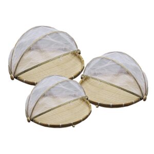 Round Dustpan Bamboo Woven Basket Drying Basket Household Steamed Bun Fruit Basket Vegetable Cover Fruit Vegetable Pasta Tray