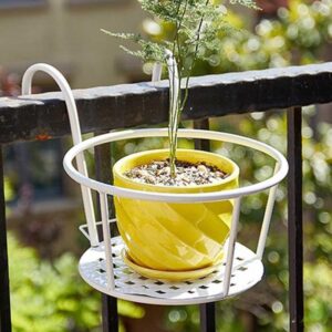 Iron Art Hanging Baskets Flower Pot Balcony Hanging Plant Round Racks Railing Fence Outdoor Window Bonsai Stand Decoration