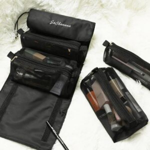 Foldable Travel Women’s Cosmetic Bag Organizer Multi grid Hanging Nylon Mesh Separable Toiletry Pouch Rope Storage Makeup Bags