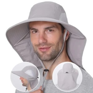 Wide Brim Sun Hat Summer Beach Sun Hat Breathable Adjustable Solid Color Hat for Outdoor Fishing Hiking Camping Summer Vacation