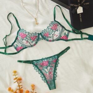 Sexy Lingerie Fancy Lace Set Woman 2 Pieces Transparent Women’s Underwear Embroidery Erotic Beautiful Bra And Panty Set 2024