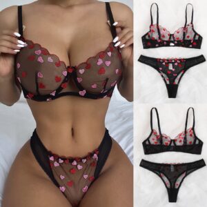 2 Piece Sexy Lingerie Set See Through Bra Floral Embroidery Women Sheer Boho Underwear Intimates Bra and Panty Transparent Bra