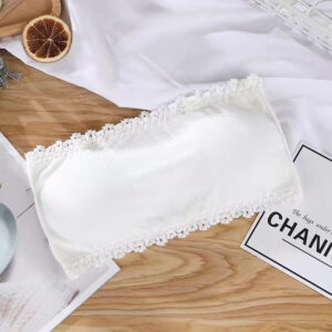 Vertical Striped Strapless Bra Cotton Women Invisible Chest Fashion Sexy Tube Top Inside Dress Lace Side Female Lingerie