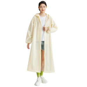 Hooded Rain Poncho Reusable EVA Rain Coat Windproof Long Hooded Rain Coats Drawstring for Outdoor Travel Emergency