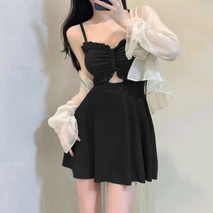 Women’s Swimwear Two Piece Bikini 2024 Summer New One Piece Short Skirt Swimsuit Short Jacket Coverall Sexy Fashion Beachwear