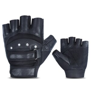 Motorcycle Gloves Fingerless Summer Leather Cycling Gloves Non-Slip Breathable MTB Road Bike Bicycle Motorbike Gloves Women