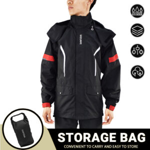WOSAWE Men Motorcycle Raincoat Suit Rainstorm Prevention Jacket Camping Hiking Raincoat Moto Raincoat Motorcyclist Raincoat