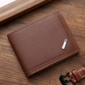 Men’s Wallet Short Wallet Youth Fashion Thin Multi Card Large Capacity Horizontal Business Soft Leather Wallet for Men