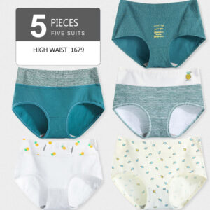 5Pcs/Set High Waist Pure Cotton Panties Women Body Slimming Underwear Breathable Girls Briefs Sexy Comfort Ladies Lingerie