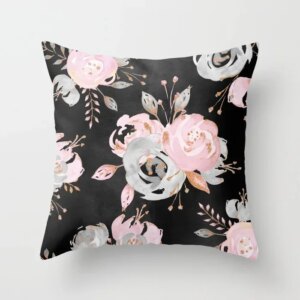 Pillowcase Home Decor Sofa Red Flower Square Decoration