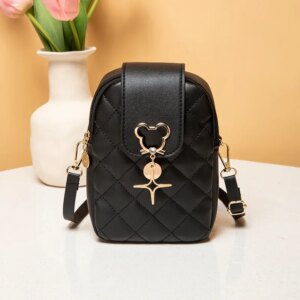 Disney 2024 Spring New Mickey Mouse Cartoon Fashion Women Leather Handbags Crossbody Bags for Women Casual Shoulder Phone Bag
