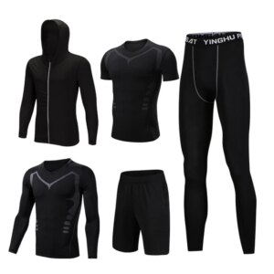 Compression Sports Wear Men’s Running Tracksuit Sports Suit Gym Fitness Clothes Running Sets Jogging Basketball Training Clothes