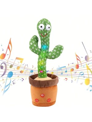 Fun Toys 2024 New Smart Cactus Interactive Learning and Music toys 120 music songs Kids dance records and talking kids toys gift