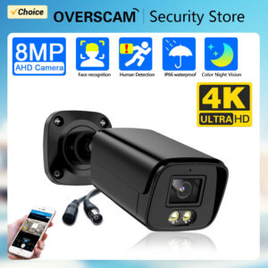AHD 4K 8MP Outdoor Street White Body Face Detection CCTV Video Surveillance Colorful Night Vision Home Security Camera 5MP
