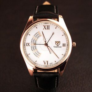 YAZOLE Men’s Fashion Sport Stainless Steel Case Leather Band Quartz Analog Wrist Watch mens watches top brand luxury Wristwatch