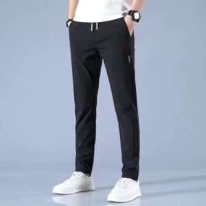 Men’s ice-silk trousers summer thin casual pants mint cold sense suit pants young breathable sagging trousers man