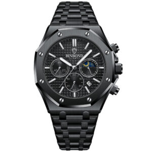 Hot selling0161 binbang high-end three eye six needle multifunctional lunar steel band multi-functional men’s watch watch