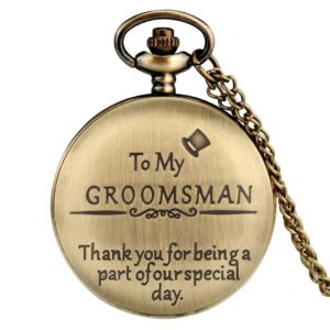 The best gift for the groomsmen, thank you for being a part of our special day bronze/black quartz pocket watch vintage wedding
