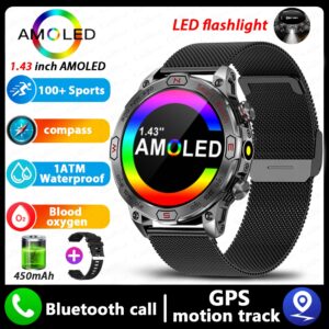 For Huawei Xiaomi New AMOLED Bluetooth Call Smart Watch Men Outdoor Rugged Military GPS Tracker ip68 Waterproof Smartwatches IOS