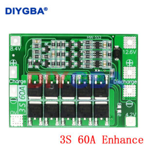 Enhance/Balance 3S 60A BMS Board/ Li-ion 12.6V 18650 BMS PCM Battery Protection Board for Li-ion Battery/18650 Battery Charger