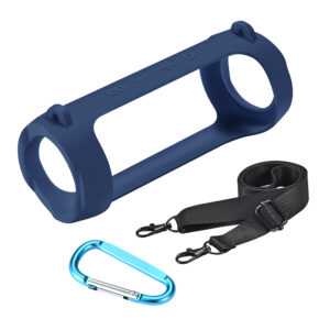 Silicone Travel Carrying Pouch with Carabiner Waterproof Speaker Protective Case Adjustable Strap Portable for JBL Flip 6/Flip 5
