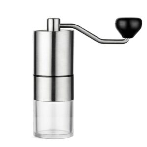 Stainless Steel Manual Coffee Grinder Easy to Clean Ceramic Conical Burr Portable Spice Grinder Labor-Saving Ergonomic Handle Hand Crank Mill Travel