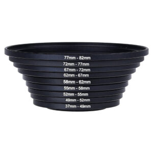 9 Pcs Camera Lens Filter Step Up Ring Adapter Metal Stepping Ring for All Camera 37-82 Mount Set Lightweight Durable Aluminum