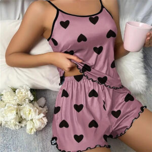 hibobi Summer Women’s Pajamas Two-Piece Fashion Bow Sexy Daily Casual Halter Vest Shorts Home Suit Pregnant Woman Pajamas