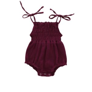 Baby Girl Clothes Summer Newborn Infant Baby Girl Solid Color Sleeveless Romper Jumpsuit Outfit Clothes Cotton Adjustable