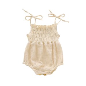 Baby Girl Clothes Summer Newborn Infant Baby Girl Solid Color Sleeveless Romper Jumpsuit Outfit Clothes Cotton Adjustable
