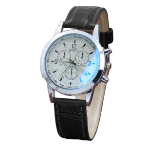 Modiya Men’S Watch Blue Light Glass Three Eyelid Band Watch Men Steel Dial Men’S Daily Watch Clock Men’S Relojes para hombres