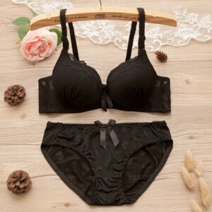 Girl Sweet Wireless Bra Lace Bows Underwear Sets Breathable Small Breast Bralette Top Briefs for Women Teen Girl Lingerie Suits