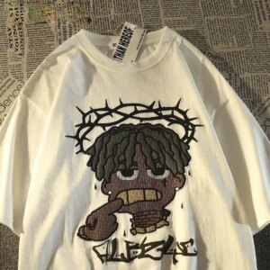 Summer Women T Shirt Style Retro Hiphop Pixel Cartoon Short Sleeved T-shirt Men Women Ins Top Y2k Vintage Oversized T Shirt